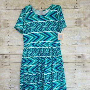 LuLaRoe NWT 2XL Amelia Dress - Blues/Greens Geometeric - Dress has Pockets!!